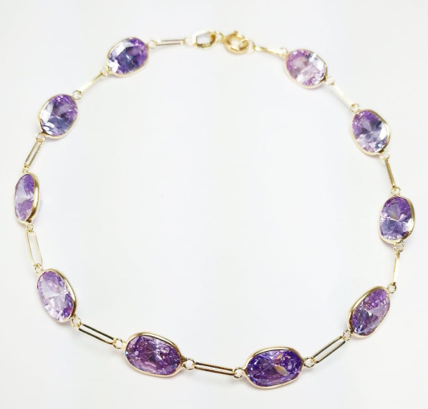 Pulseira em Ouro Com Pedras