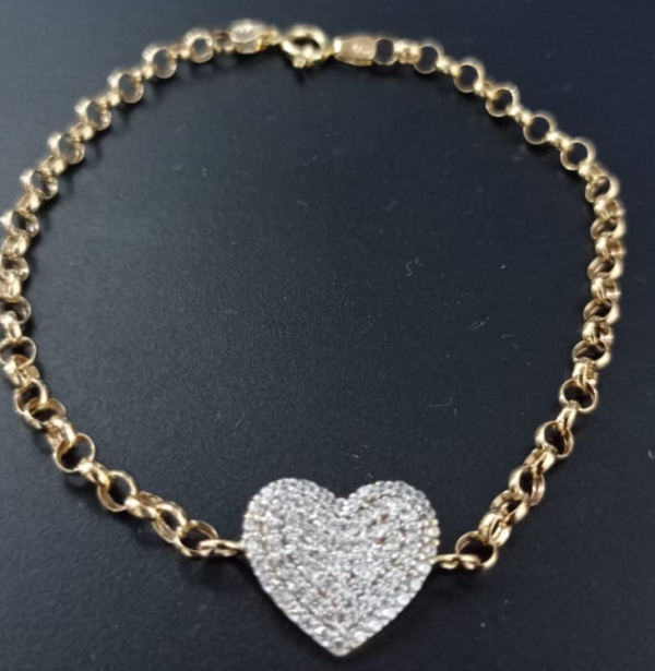 Pulseira em Ouro - Com Detalhe em Pedras